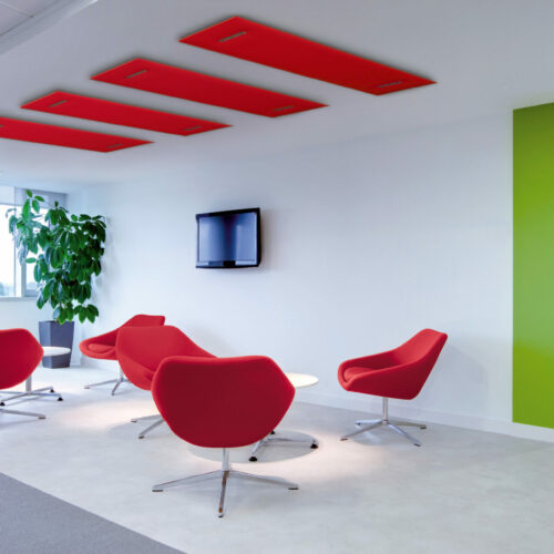 Brightly lit ultra chic reception area within modern commercial office